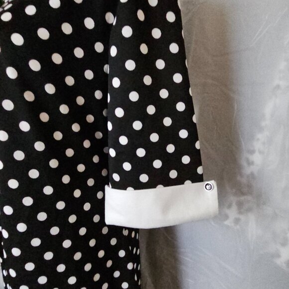 Oxiuly Retro Polka Dot Sheath Dress – Black & White – Peter Pan Collar – Size L - Picture 9 of 11
